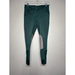 Piper by SmartPak‎ Equestrian Breeches Size 14 Green Knee Patch Riding Pants